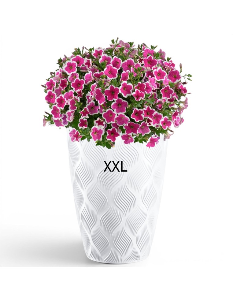 Pot haut rond ondulé 3D XXL Ø39 × 58 cm, 51 L – Blanc | Töpferkönig