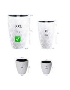 Pot haut rond ondulé 3D XXL Ø39 × 58 cm, 51 L – Blanc | Töpferkönig 2
