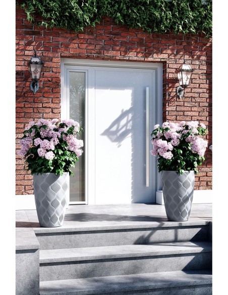 Plantenbak rond 3D-golven XXL hoog Ø39 × 58 cm, 51 L – Wit | Töpferkönig