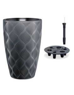 Pot haut rond Ø39 × 58 cm à relief losange avec système d'arrosage, 51 L – Anthracite | Töpferkönig