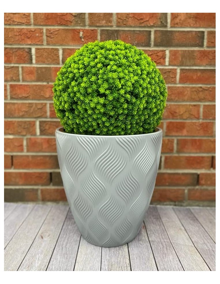 Pot de fleurs rond Ø39 × 42 cm à relief losange avec système d'arrosage, 36 L – Gris | Töpferkönig