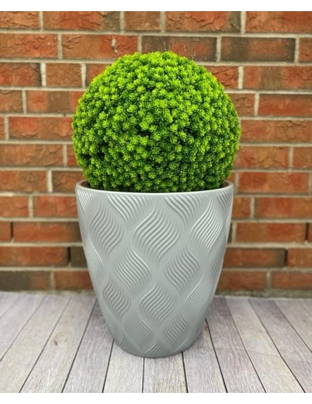 Pot de fleurs rond Ø39 × 42 cm à relief losange avec système d'arrosage, 36 L – Gris | Töpferkönig