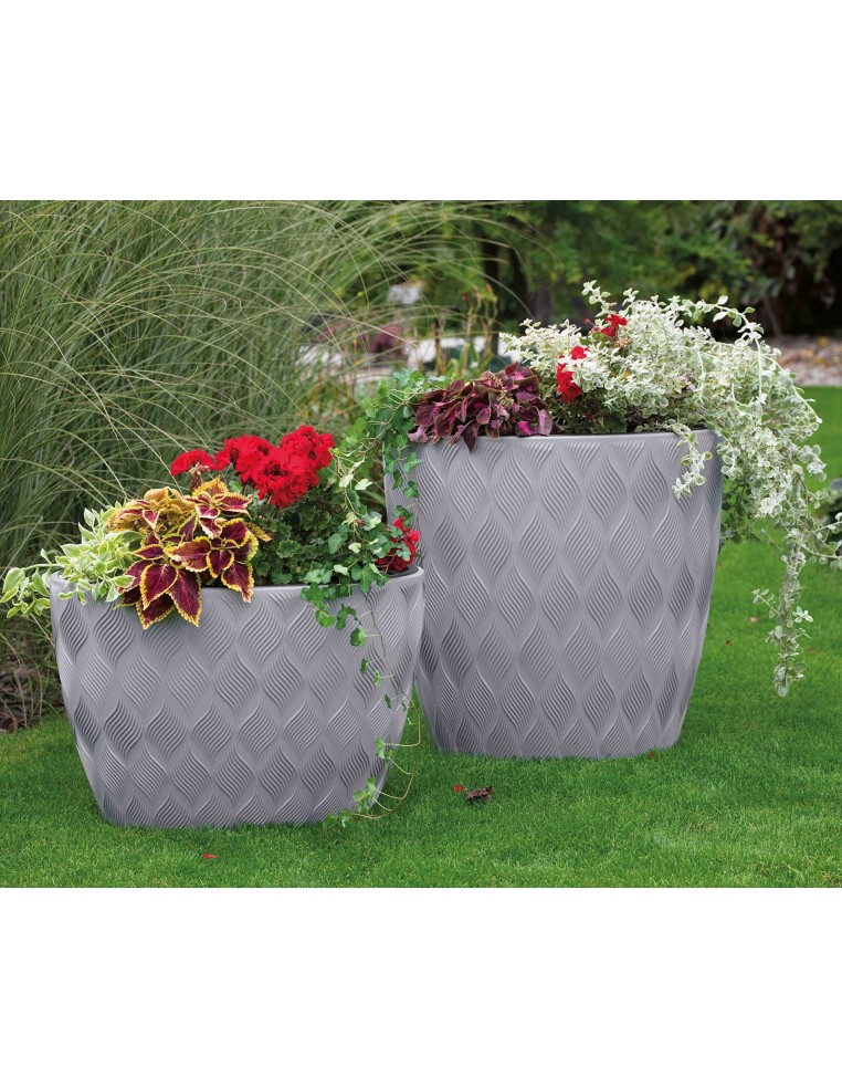 Pot haut ovale 59 × 40 × 60 cm à relief 3D, 85 L – Anthracite | Töpferkönig