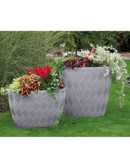 Plantenbak ovaal hoog 59 × 40 × 60 cm 3D-reliëf, 85 L – Antraciet | Töpferkönig