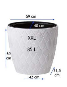 Plantenbak ovaal hoog 59 × 40 × 60 cm 3D-reliëf, 85 L – Wit | Töpferkönig 2