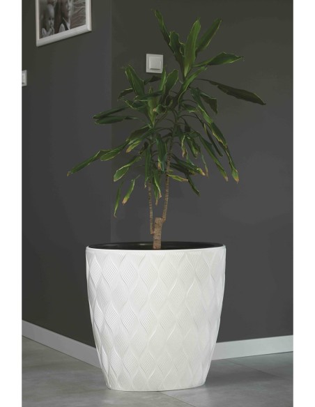 Fioriera ovale alta 59 × 40 × 60 cm rilievo 3D, 85 L – Bianco | Töpferkönig