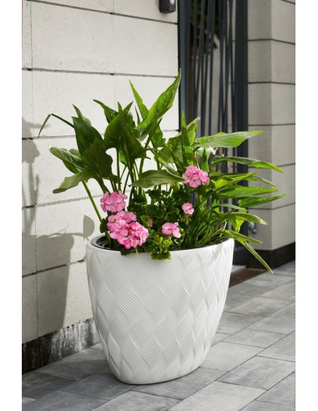 Plantenbak ovaal hoog 59 × 40 × 60 cm 3D-reliëf, 85 L – Wit | Töpferkönig