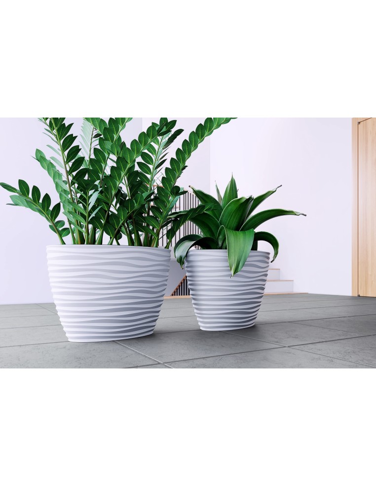 Bloempot ovaal 59 × 40 × 40 cm golfreliëf, 56 L – Grijs | Töpferkönig