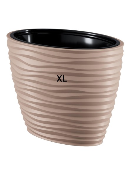 Vaso ovale 59 × 40 × 40 cm rilievo a onde, 56 L – Tortora | Töpferkönig