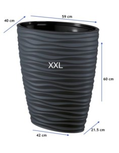 Plantenbak ovaal hoog 59 × 40 × 60 cm golfreliëf, 85 L – Antraciet | Töpferkönig 2