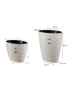 Plantenbak ovaal hoog 59 × 40 × 60 cm golfreliëf, 85 L – Grijs | Töpferkönig 2