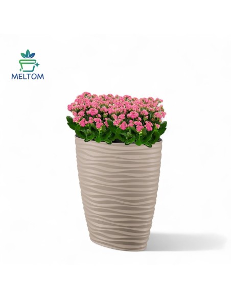 Macetero ovalado alto 59 × 40 × 60 cm relieve ondulado, 85 L – Topo | Töpferkönig