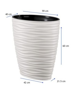 Plantenbak ovaal hoog 59 × 40 × 60 cm golfreliëf, 85 L – Wit | Töpferkönig 2