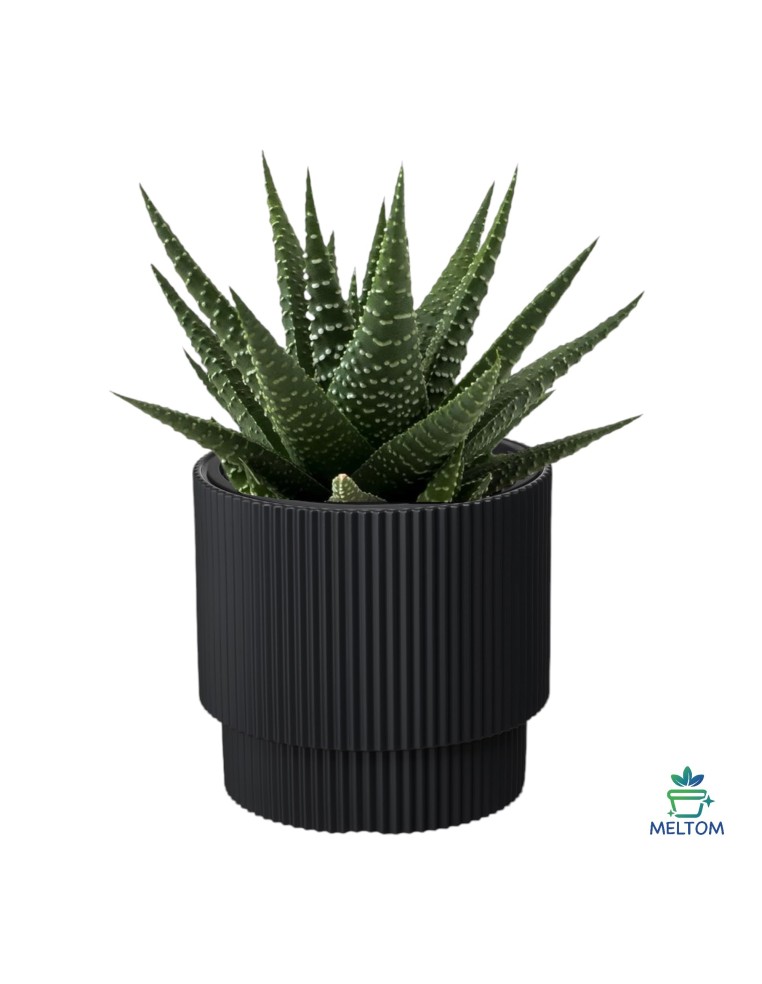 Macetero redondo Ø30 × 28 cm estriado, 17 L – Antracita | Töpferkönig