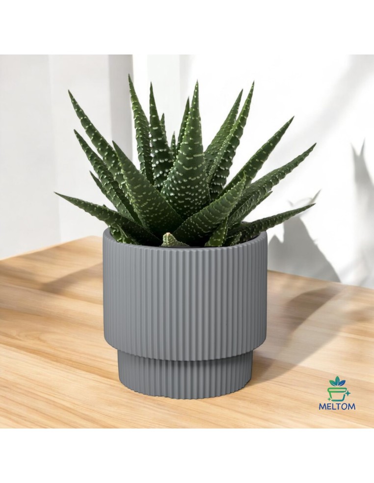 Blumenkübel rund Ø30 × 28 cm Gerillt, 17 L – Grau | Töpferkönig