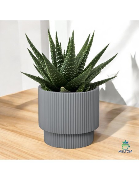 Pot rond Ø30 × 28 cm strié, 17 L – Gris | Töpferkönig