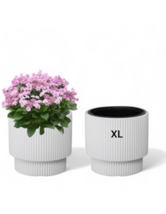 Blumenkübel rund Ø30 × 28 cm Gerillt, 17 L – Weiß | Töpferkönig 2