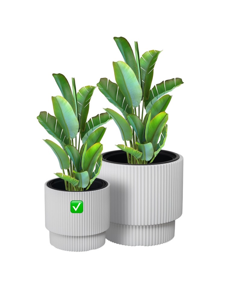Fioriera rotonda Ø30 × 28 cm rigata, 17 L – Bianco | Töpferkönig