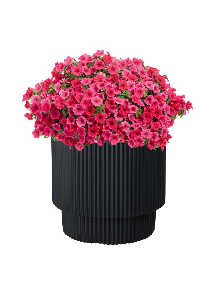 Macetero redondo Ø40 × 37 cm estriado, 38 L – Antracita | Töpferkönig