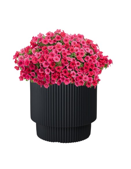 Fioriera rotonda Ø40 × 37 cm rigata, 38 L – Antracite | Töpferkönig