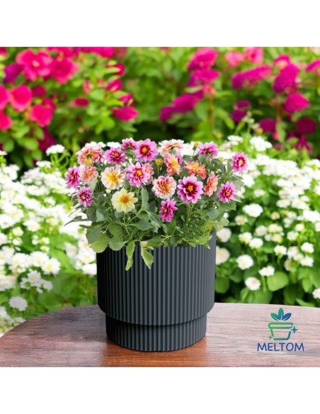 Pot rond Ø40 × 37 cm strié, 38 L – Anthracite | Töpferkönig