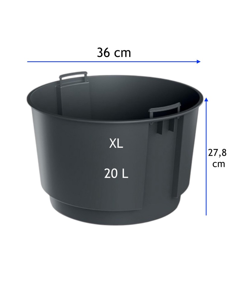 Pot rond Ø40 × 37 cm strié, 38 L – Gris | Töpferkönig