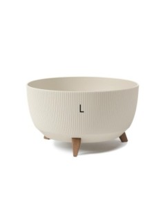 Cuenco para plantas redondo estriado L Ø40 × 25 cm, 21 L – Blanco algodón | Töpferkönig