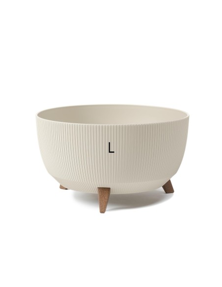 Cuenco para plantas redondo estriado L Ø40 × 25 cm, 21 L – Blanco algodón | Töpferkönig
