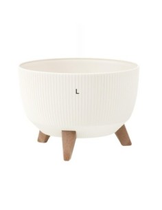 Plantenschaal rond geribbeld L Ø40 × 25 cm, 21 L – Crème | Töpferkönig