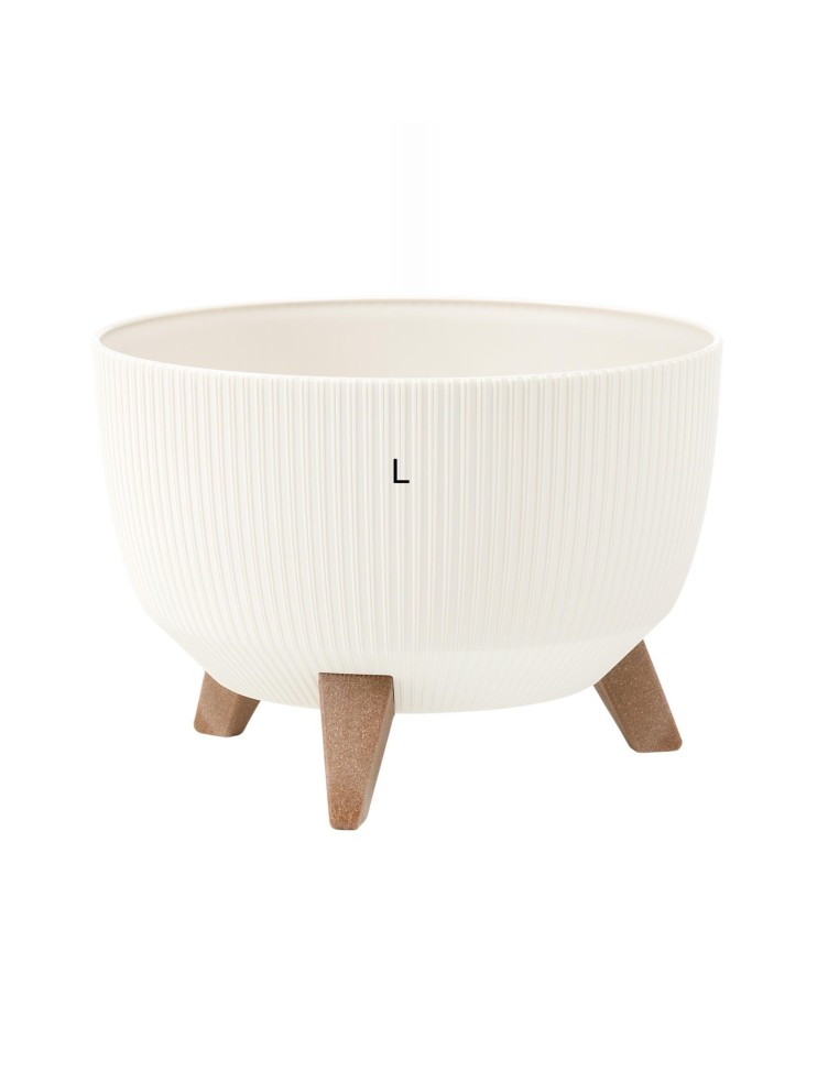 Plantenschaal rond geribbeld L Ø40 × 25 cm, 21 L – Crème | Töpferkönig