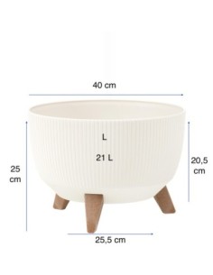 Pflanzschale rund gerillt L Ø40 × 25 cm, 21 L – Creme | Töpferkönig 2