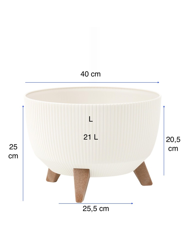 Pflanzschale rund gerillt L Ø40 × 25 cm, 21 L – Creme | Töpferkönig