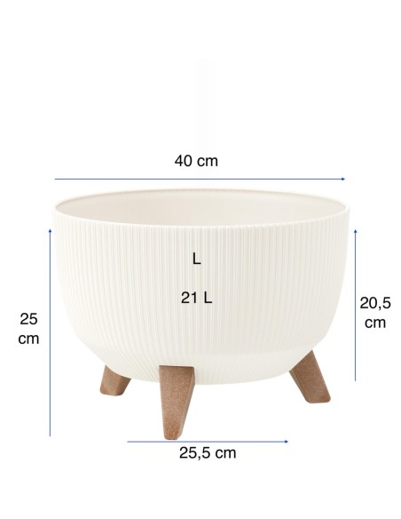 Plantenschaal rond geribbeld L Ø40 × 25 cm, 21 L – Crème | Töpferkönig