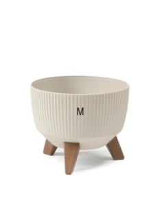 Plantenschaal rond geribbeld M Ø29 × 23 cm, 9,3 L – Katoenwit | Töpferkönig