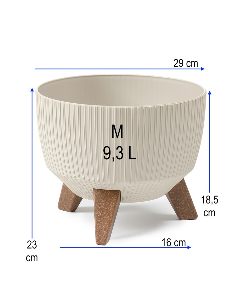 Plantenschaal rond geribbeld M Ø29 × 23 cm, 9,3 L – Katoenwit | Töpferkönig