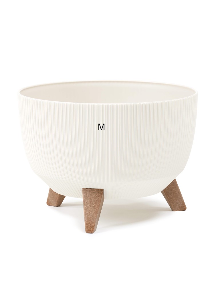 Plantenschaal rond geribbeld M Ø29 × 23 cm, 9,3 L – Crème | Töpferkönig
