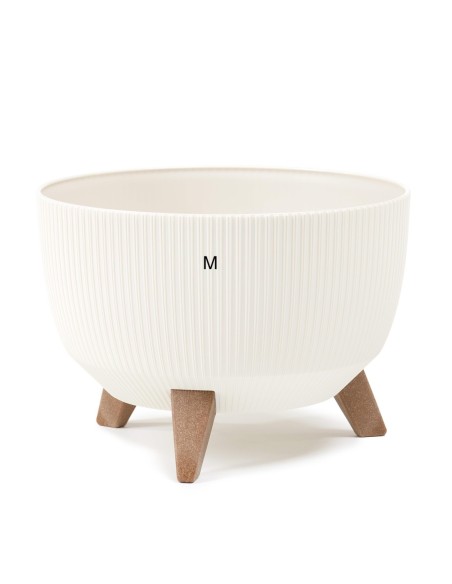 Plantenschaal rond geribbeld M Ø29 × 23 cm, 9,3 L – Crème | Töpferkönig