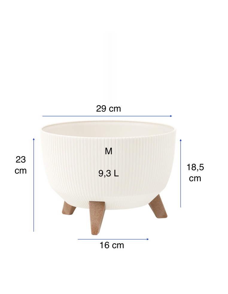 Plantenschaal rond geribbeld M Ø29 × 23 cm, 9,3 L – Crème | Töpferkönig