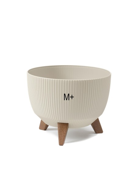 Plantenschaal rond geribbeld M+ Ø33 × 23 cm, 12,4 L – Katoenwit | Töpferkönig