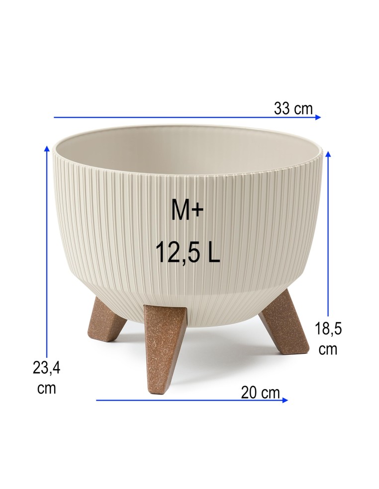 Cuenco para plantas redondo estriado M+ Ø33 × 23 cm, 12,4 L – Blanco algodón | Töpferkönig