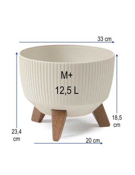 Pflanzschale rund gerillt M+ Ø33 × 23 cm, 12,4 L – Baumwolle | Töpferkönig