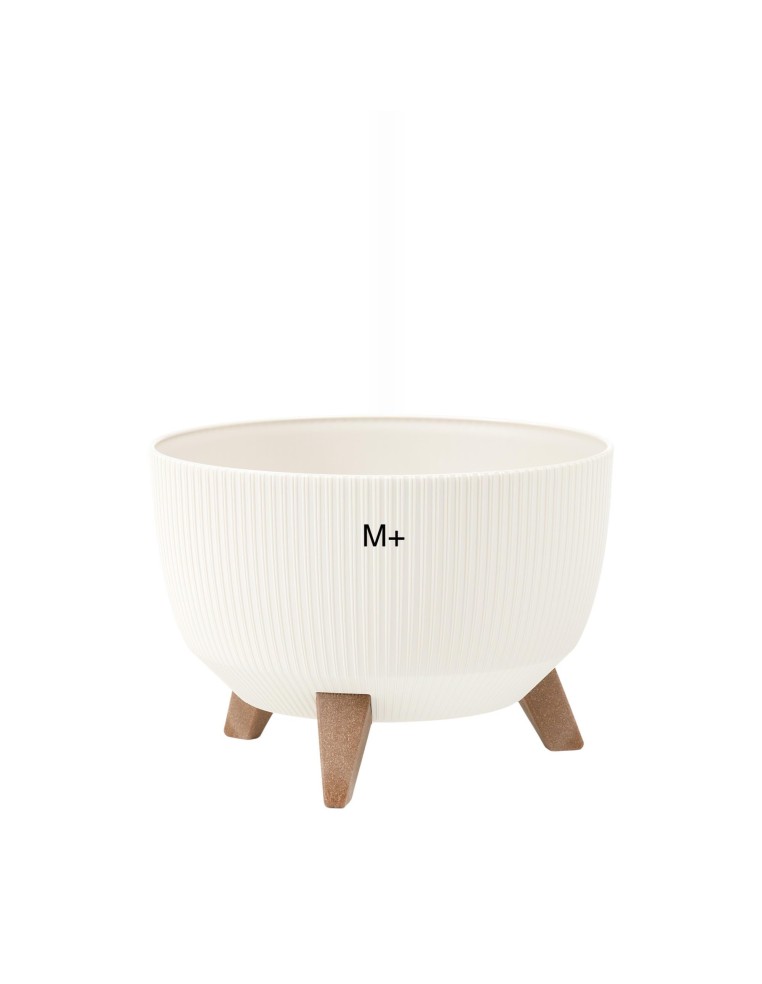 Pflanzschale rund gerillt M+ Ø33 × 23 cm, 12,4 L – Creme | Töpferkönig