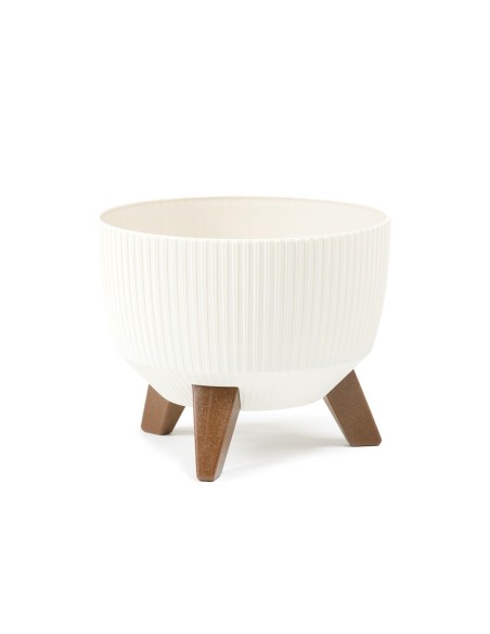 Plantenschaal rond geribbeld S Ø24 × 20 cm, 5,1 L – Crème | Töpferkönig