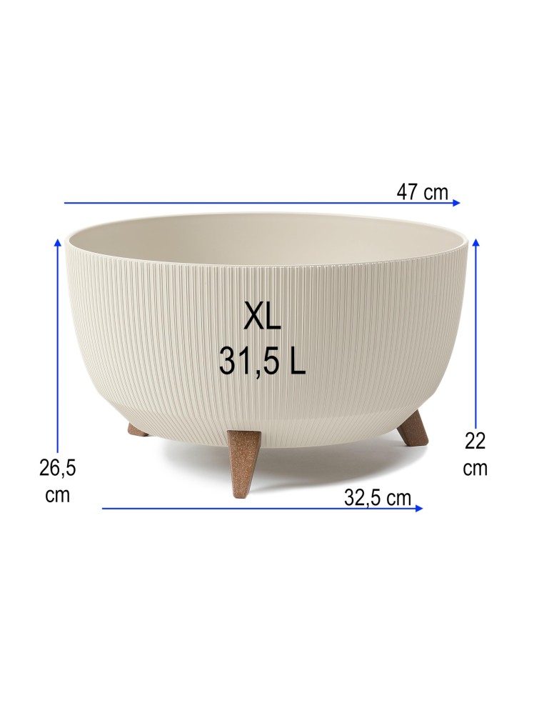 Pflanzschale rund gerillt XL Ø47 × 27 cm, 31,5 L – Baumwolle | Töpferkönig