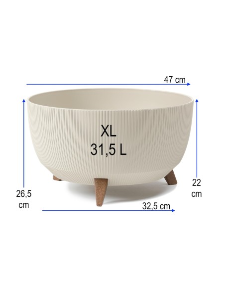 Vasque ronde rainurée XL Ø47 × 27 cm, 31,5 L – Coton | Töpferkönig