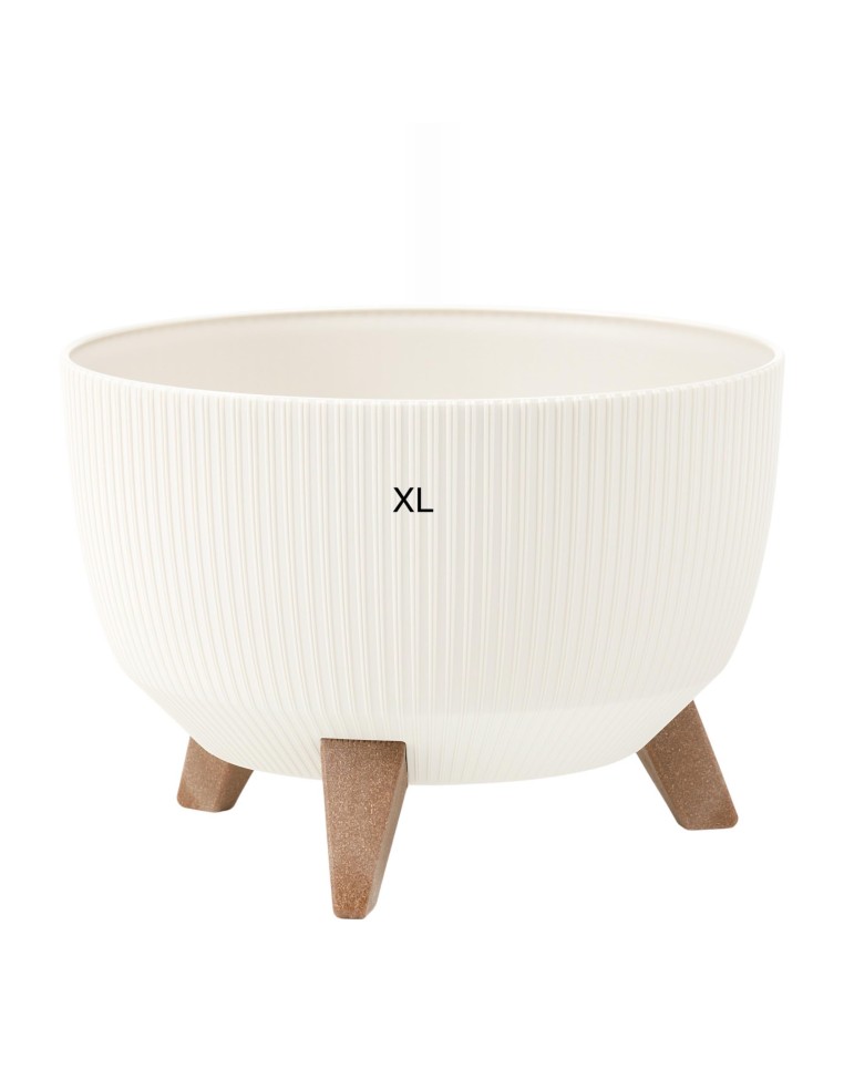 Vasque ronde rainurée XL Ø47 × 27 cm, 31,5 L – Crème | Töpferkönig