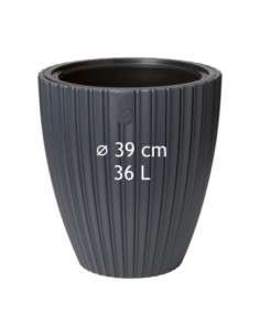 Maceta redonda efecto estriado L Ø39 × 42 cm, 36 L – Antracita | Töpferkönig