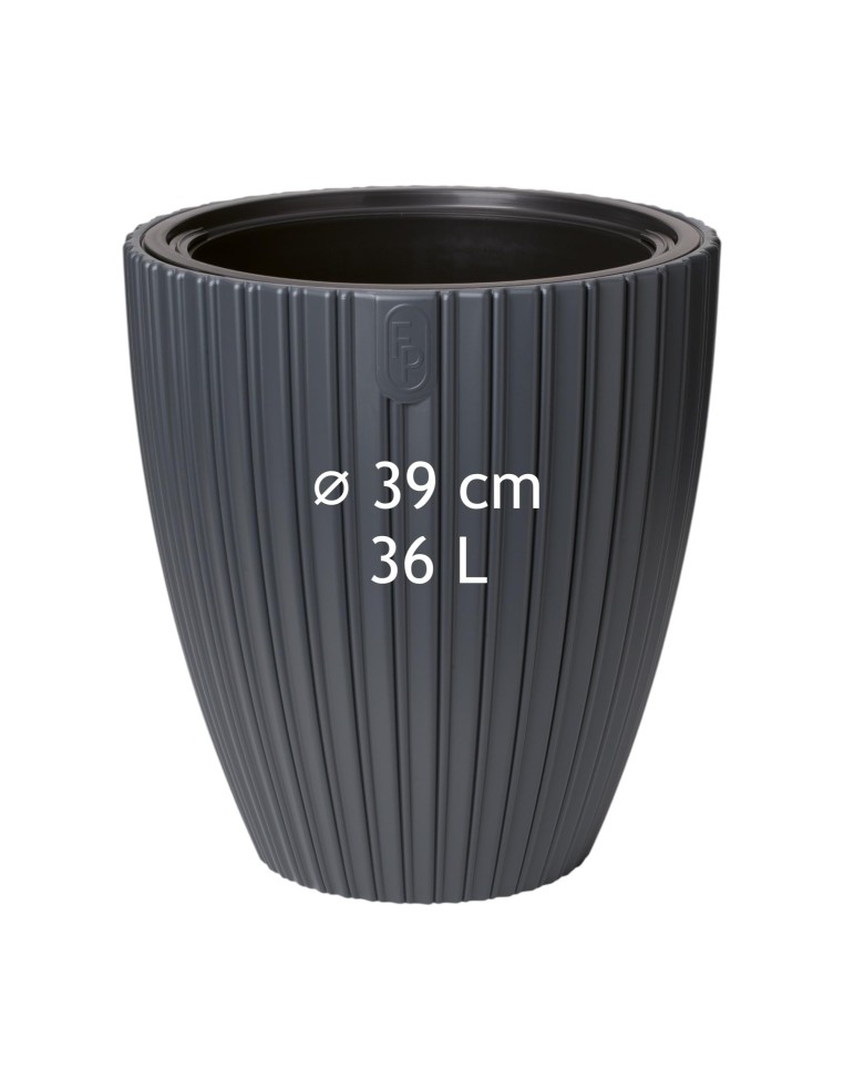 Vaso rotondo effetto rigato L Ø39 × 42 cm, 36 L – Antracite | Töpferkönig