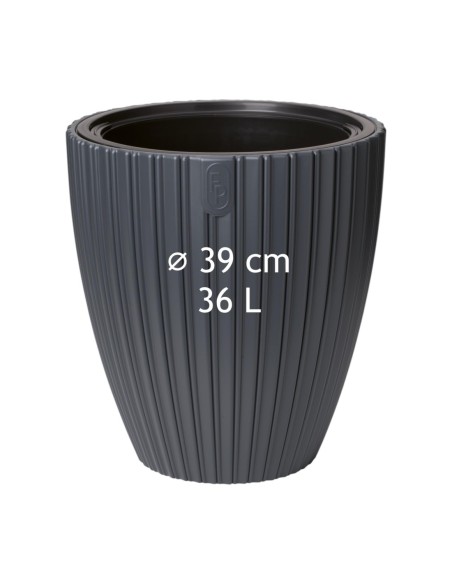 Blumentopf rund Rillenoptik L Ø39 × 42 cm, 36 L – Anthrazit | Töpferkönig