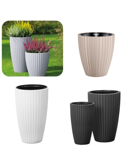Blumentopf rund Rillenoptik L Ø39 × 42 cm, 36 L – Anthrazit | Töpferkönig